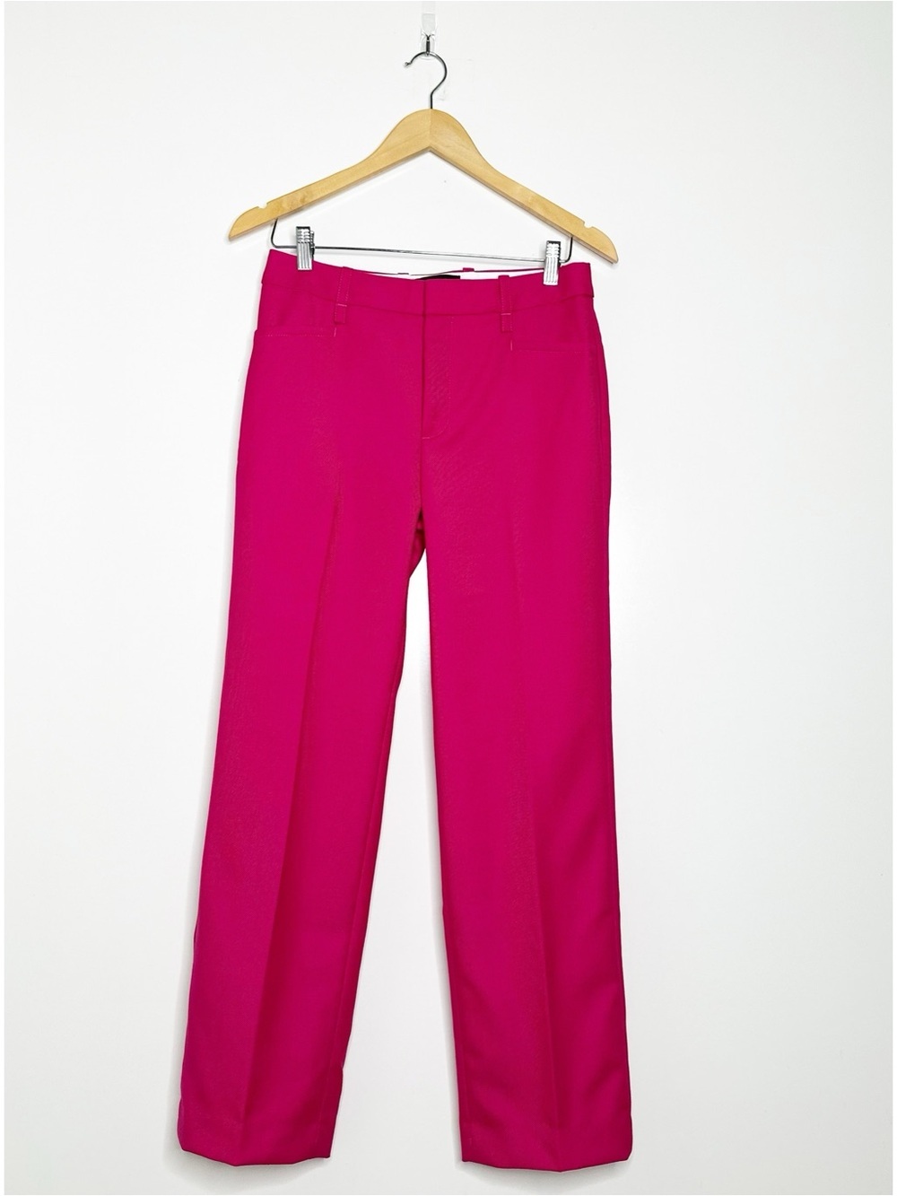 Banana Republic Fuchsia Pink Lido Straight Leg Wool Pants Size 2 Short - Picture 2 of 9